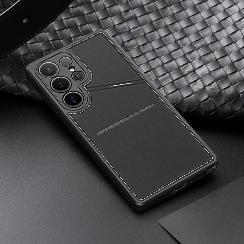 Dux Ducis Rafi II Hülle für Samsung Galaxy S25 Ultra mit Ständer und Geldbörse – Schwarz