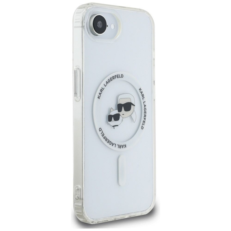 KARL LAGERFELD futerał do IPHONE 16e (SE 4 2025) kompatybilny z MagSafe KLHMPSE4HLSKCH (IML Metal KC Heads) biały
