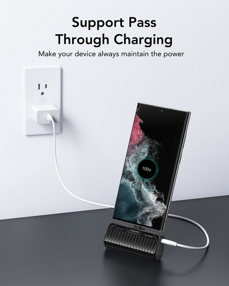 VEGER powerbank 5000 mAh z wbudowanym złączem Typ C PlugOn PD QC3.0 3A 20W W0558 czarny