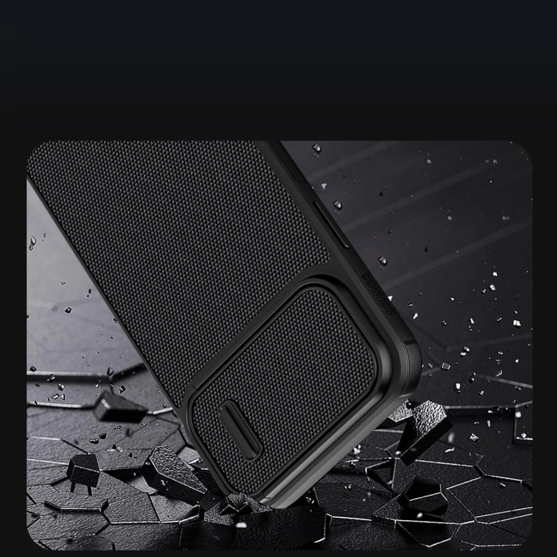 Nillkin Textured S Case für iPhone 14, gepanzerte Hülle mit Kameraabdeckung, grün