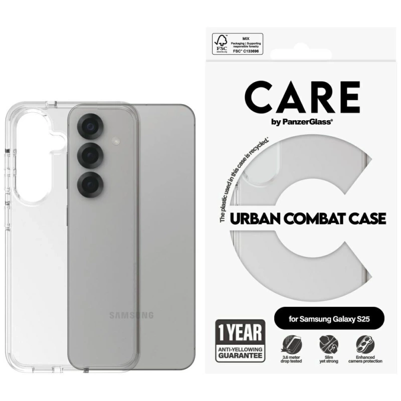 CARE by PanzerGlass Flagship Urban Combat Hülle für Samsung Galaxy S25 – transparent