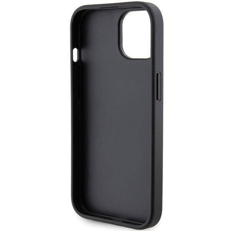 Guess Grip Stand 4G Triangle Strass Hülle für iPhone 15 – Schwarz