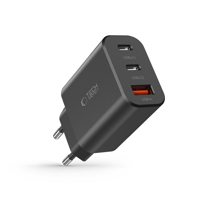 Ładowarka Sieciowa 30W 2x PD USB-C + QC3.0 USB Tech-Protect C30W czarna