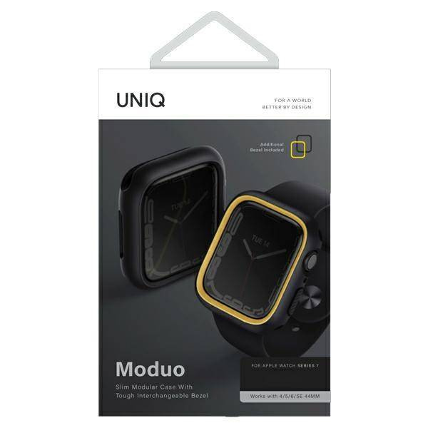 UNIQ etui Moduo Apple Watch Series 4/5/6/7/8/SE 44/45mm czarny-musztardowy/midnight-mustard