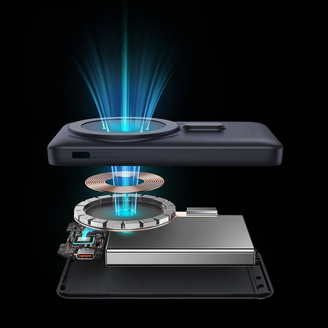 Baseus Magnetic Bracket Powerbank mit MagSafe Wireless Charging 10000mAh 20W Overseas Edition weiß (PPCX000202) + USB Type C Baseus Xiaobai Series 60W 0.5m