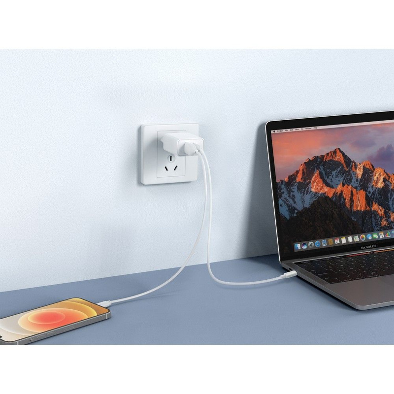 VEGER ładowarka sieciowa USB A + Typ C PD QC3.0 3A 30W VLS302U biała