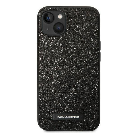 Original Handyhülle IPHONE 14 PLUS Karl Lagerfeld Hardcase Glitter Plaque Logo (KLHCP14MG2ELK) schwarz