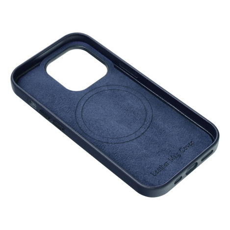 Futerał LEATHER MAG COVER kompatybilny z MagSafe do IPHONE 16 Plus niebieski