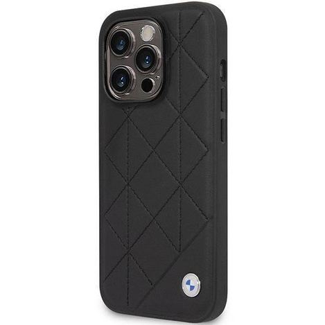 Original Handyhülle IPHONE 14 PRO BMW Leather Quilted (BMHCP14L22RQDK) schwarz