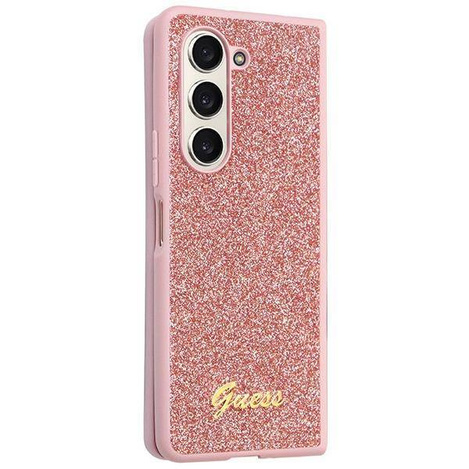 Etui Guess Glitter Script na Samsung Galaxy Z Fold 5 - różowe