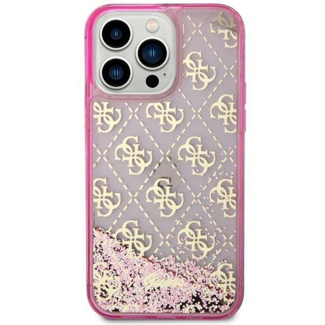 Guess GUHCP14LLC4PSGP iPhone 14 Pro 6.1" pink/pink Hardcase Liquid Glitter 4G Transculent