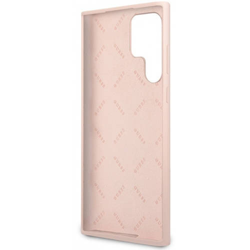Guess Silicone Script Metal Logo - Etui Samsung Galaxy S23 Ultra (różowy)
