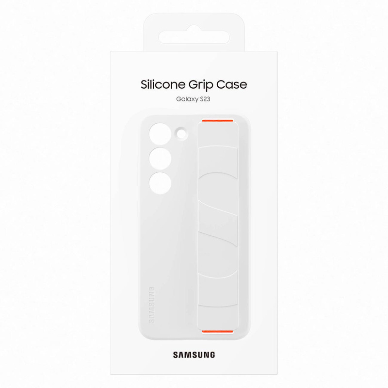 Samsung Silicone Grip Cover Case für Samsung Galaxy S23 Silikonhülle mit Handschlaufe weiß (EF-GS911TWEGWW)