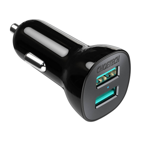 Choetech ładowarka samochodowa 2 x USB Quick Charge 3.0 30W 2,4A czarna (C0051)