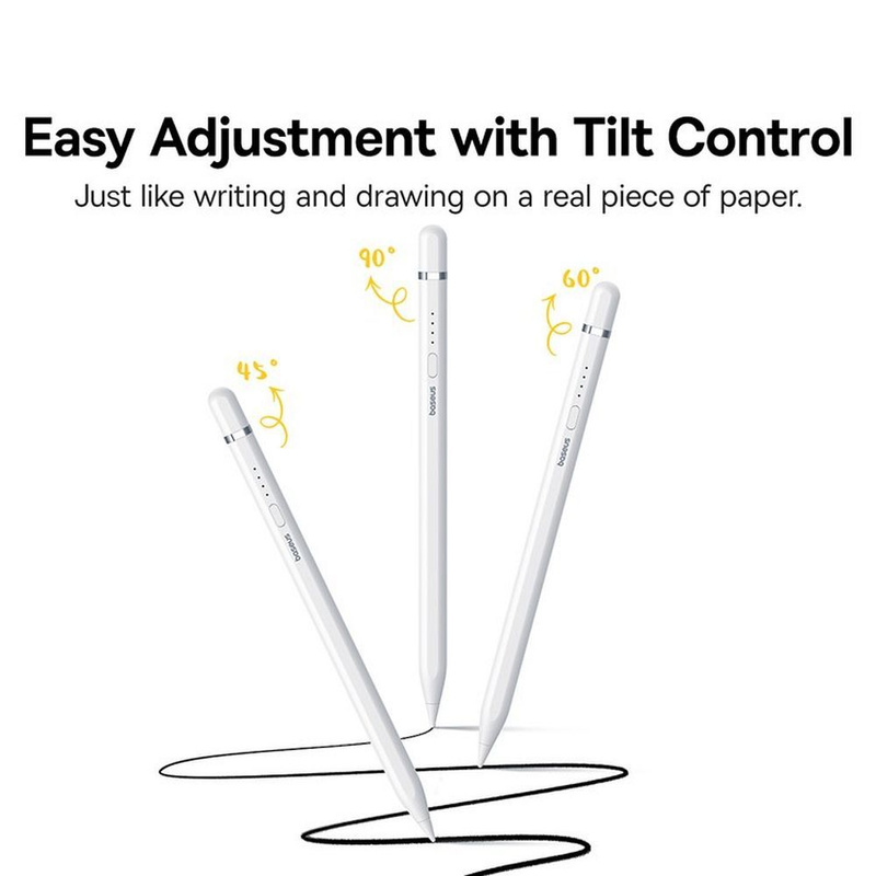 Baseus Smooth Writing 2 Stylus mit aktiver Spitze für iPad + USB-A – Lightning Kabel und austauschbare Spitze – Weiß