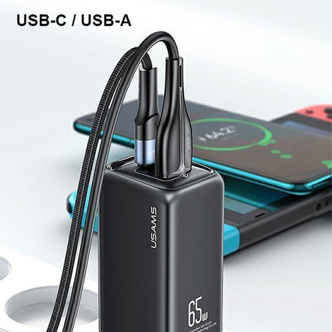 USAMS Ład. siec. 1xUSB-C+1xUSB T47 65W PD Fast Charging Super Si biały/white CC153TC02 (US-CC153)