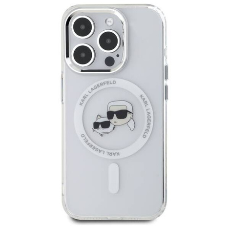 Etui Karl Lagerfeld IML Metal Karl&Choupette Head MagSafe na iPhone 15 Pro - białe