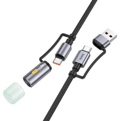 HOCO kabel All-in-one USB A / Typ C do Typ C / LED Light 3A 60W U138 1,2 m czarny