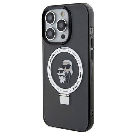 Original Handyhülle IPHONE 14 PRO Karl Lagerfeld Hardcase Ring Stand Karl&Choupettte MagSafe (KLHMP14LHMRSKCK) schwarz