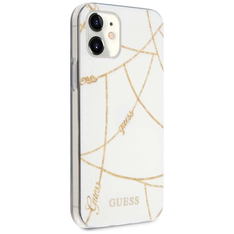 Guess Gold Chain - Etui iPhone 12 Mini (biały)