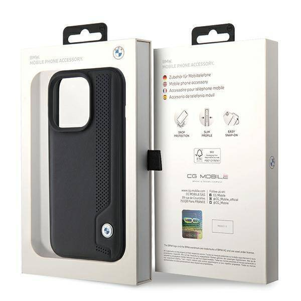 Original Case APPLE IPHONE 15 PRO MAX BMW Hardcase Leather Blue Dots (BMHCP15X22RBDK) black