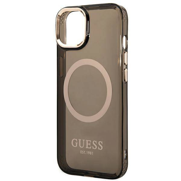 Guess Gold Outline Translucent MagSafe - Etui iPhone 14 (czarny)