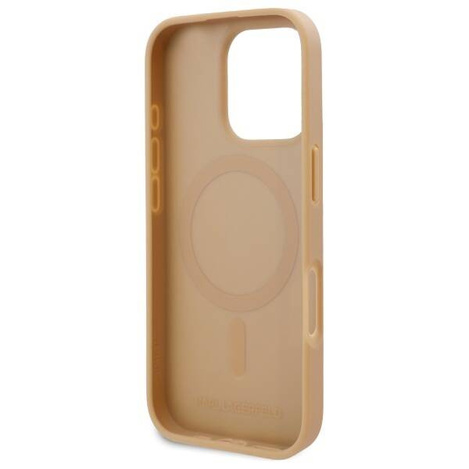 Karl Lagerfeld nakładka do iPhone 16 Pro 6,3" KLHMP16LPKHPORPE beżowa Hardcase Leather Monogram Metal Logo MagSafe