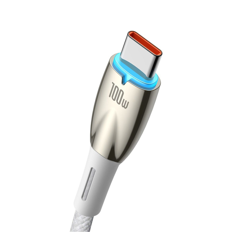 USB cable for USB-C Baseus Glimmer Series, 100W, 1m (White)