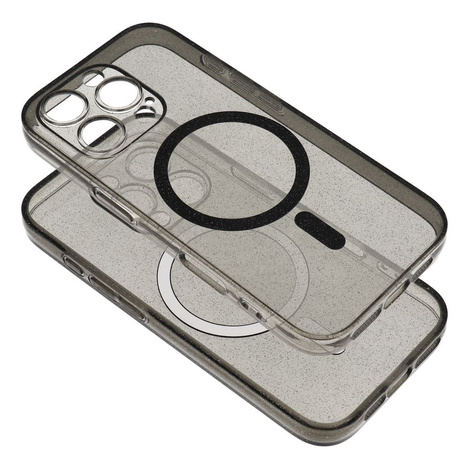 Futerał CLEAR MAG COVER z ochroną aparatu kompatybilny z MagSafe do IPHONE 15 Pro Max black glitter