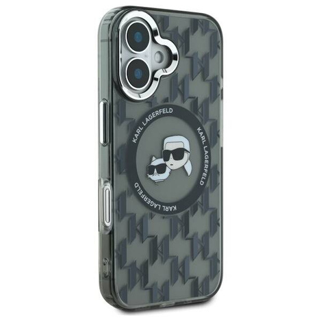 Karl Lagerfeld nakładka do iPhone 16 6,1" KLHMP16SHMCKMHK czarna Hardcase IML Monogram Karl&Choupette Head MagSafe