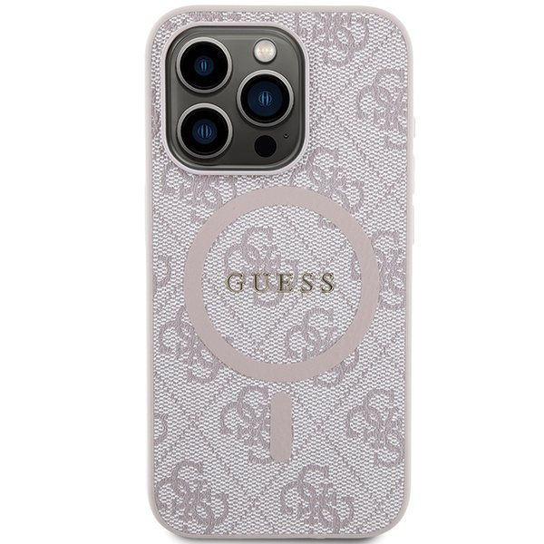 Oryginalne Etui GUESS Hardcase GUHMP14XG4GFRP do iPhone 14 Pro Max (Kompatybilny z Magsafe / 4G Ring classic logo / różowy)