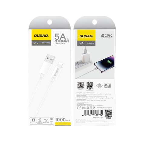 Dudao L4SL USB-A / Lightning 5A Kabel 1m - weiß