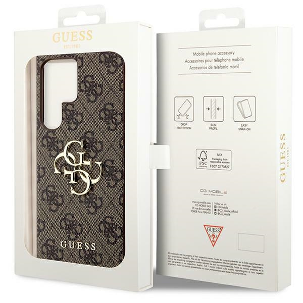 Oryginalne Etui GUESS Hardcase GUHCS24L4GMGBR do Samsung S24 Ultra (Leather 4G Metal Logo / brązowy)