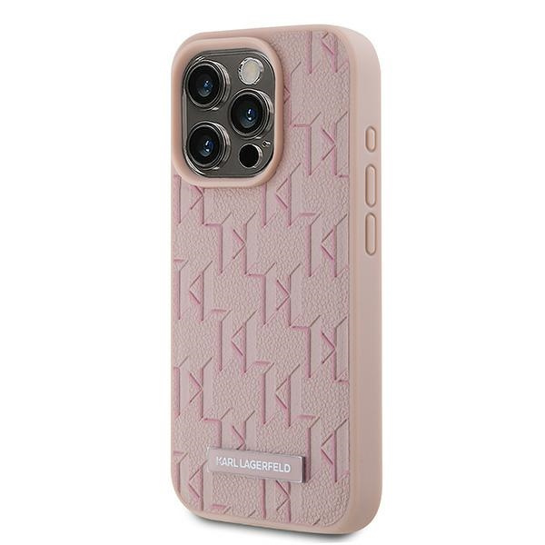 Karl Lagerfeld KLHMP15XPKHPORPP iPhone 15 Pro Max 6.7" hardcase różowy/pink Leather Monogram Metal Logo