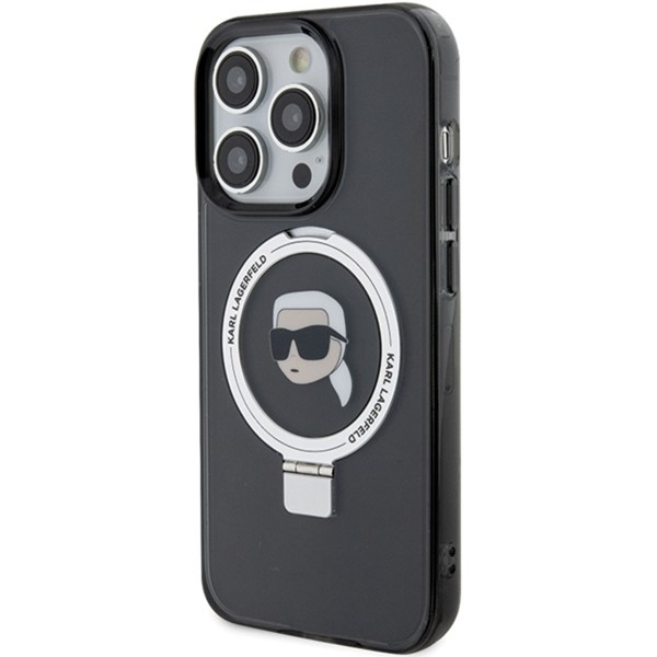 Karl Lagerfeld KLHMP15XHMRSKHK iPhone 15 Pro Max 6,7" schwarz/schwarz Hardcase Ring Stand Karl Head MagSafe