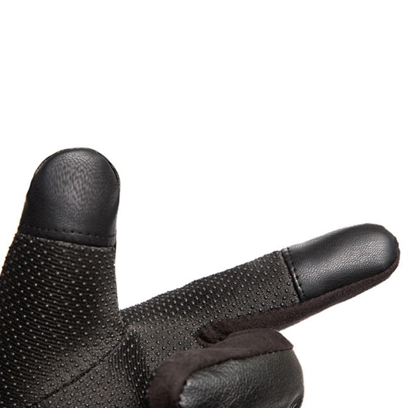 Isolierte Herren-Handyhandschuhe aus PU-Leder – Schwarz