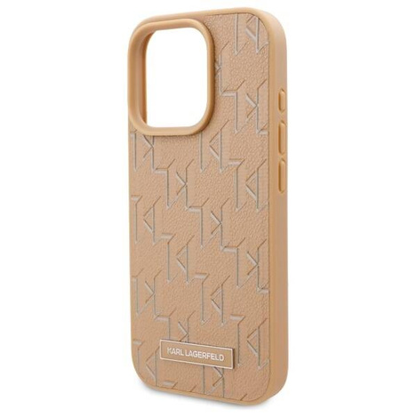 Karl Lagerfeld nakładka do iPhone 16 Pro 6,3" KLHMP16LPKHPORPE beżowa Hardcase Leather Monogram Metal Logo MagSafe