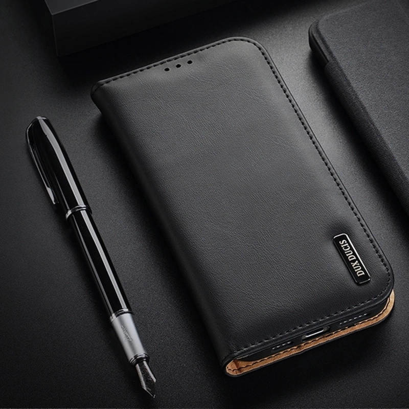 Dux Ducis Hivo echt Leder booktype case schutzhülle aufklappbare hülle für iPhone 14 Pro Max braun