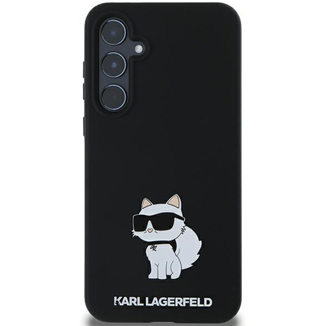 Oryginalne Etui KARL LAGERFELD hardcase Silicone Choupette Metal Pin KLHCSA35SMHCNPK do Samsung Galaxy A35 czarny