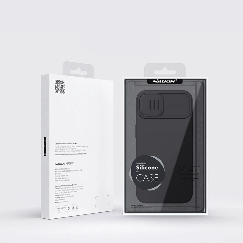 Nillkin CamShield Silky Silicone Case iPhone 14 Hülle mit Kameraabdeckung blau