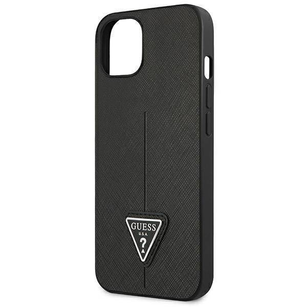 Guess GUHCP13SPSATLK iPhone 13 mini 5,4 &quot;schwarz / schwarzes Hardcase SaffianoTriangle Logo