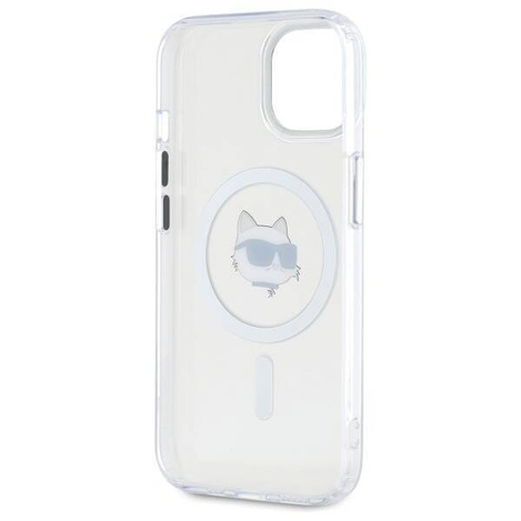 Etui Karl Lagerfeld IML Metal Choupette Head MagSafe na iPhone 15 Plus - białe