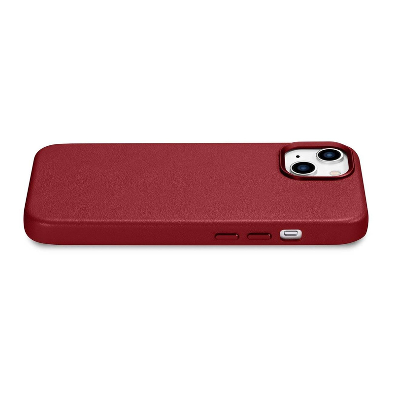 iCarer Case Leather genuine leather case cover for iPhone 14 Plus red (MagSafe compatible)