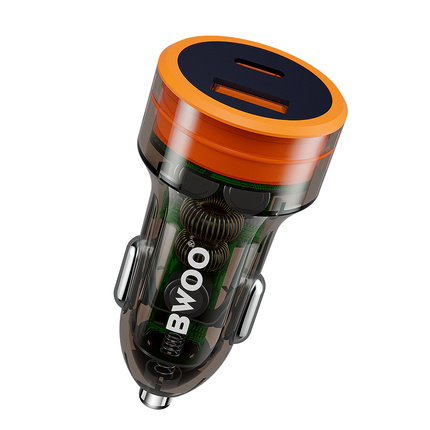 BWOO ładowarka samochodowa BO-CC85 38W fast transparent car charger QC 18W + PD 20W