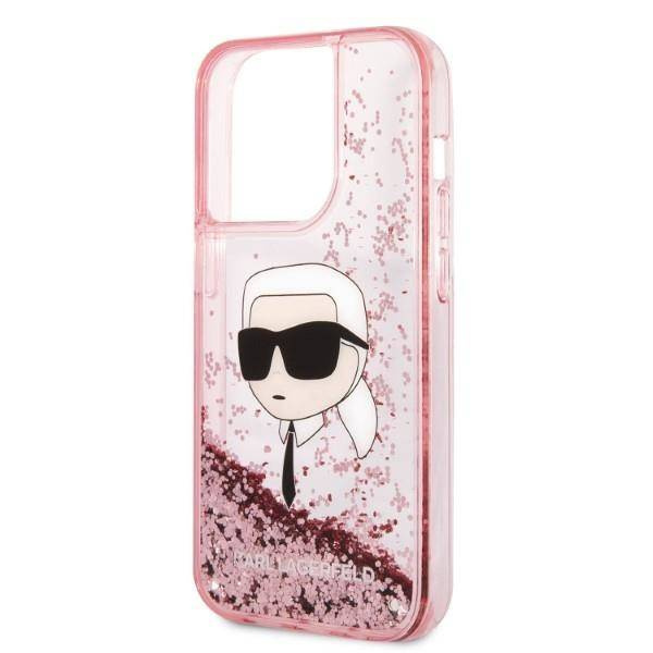 Karl Lagerfeld Liquid Glitter NFT Karl's Head - Etui iPhone 14 Pro Max (różowy)