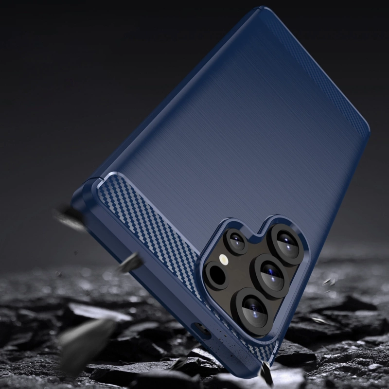 Etui silikonowe Carbon Case do Samsung Galaxy S25 Ultra - niebieskie