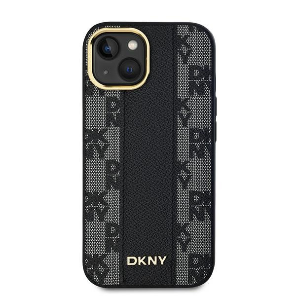 DKNY DKHMP15SPCPVSLK iPhone 15 / 14 / 13 6.1" czarny/black hardcase Leather Checkered Mono Pattern MagSafe