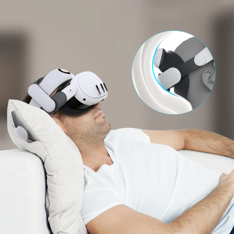 BoboVR S3 Pro Zugentlastungsband für Meta Quest 3 VR-Brille + externer Akku B100 – Weiß und Schwarz