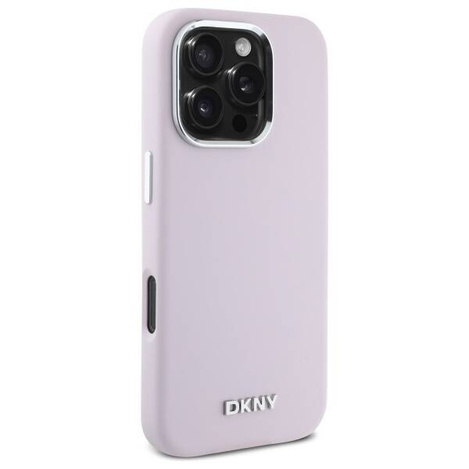Original Handyhülle IPHONE 16 PRO MAX DKNY Hardcase Liquid Silicone Small Metal Logo MagSafe (DKHMP16XSMCHLP) rosa