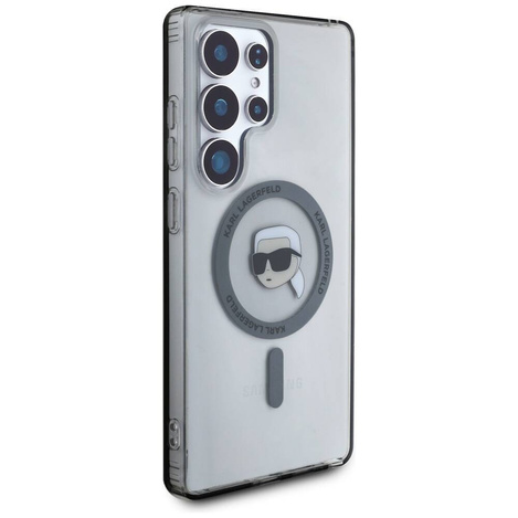 Etui Karl Lagerfeld Button Karl Head Printed Logo MagSafe Samsung Galaxy S25 Ultra czarny